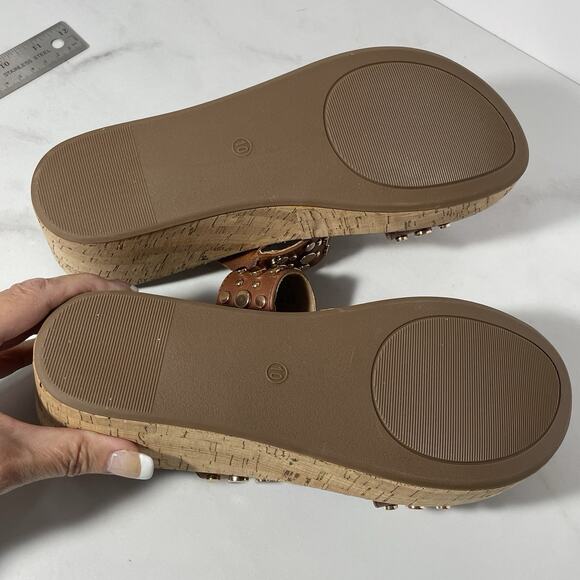 Corky’s BAD HABIT Slide Wedge Sandals Women’s Size 10 Brown Gold Stud Straps NEW - Picture 9 of 12